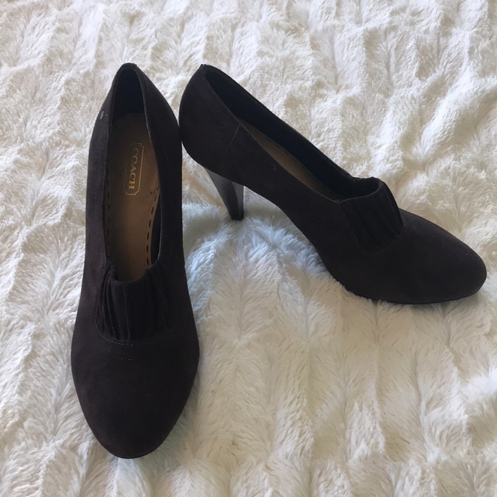 Brown Suede Coach Heels